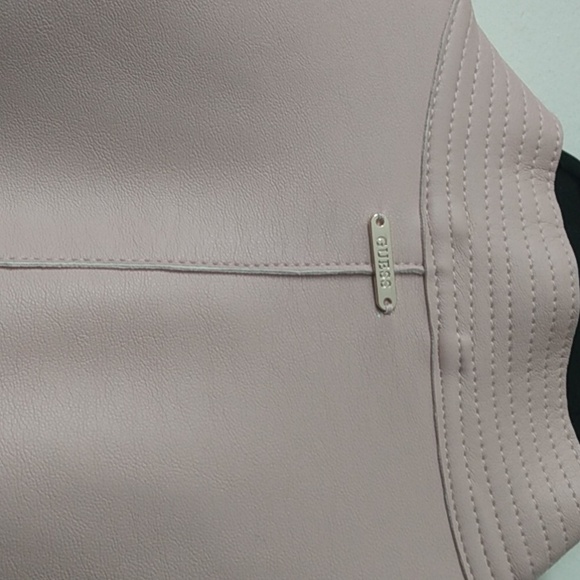 Guess open front cuffed sleeve light pink leather jacket - Picture 10 of 11